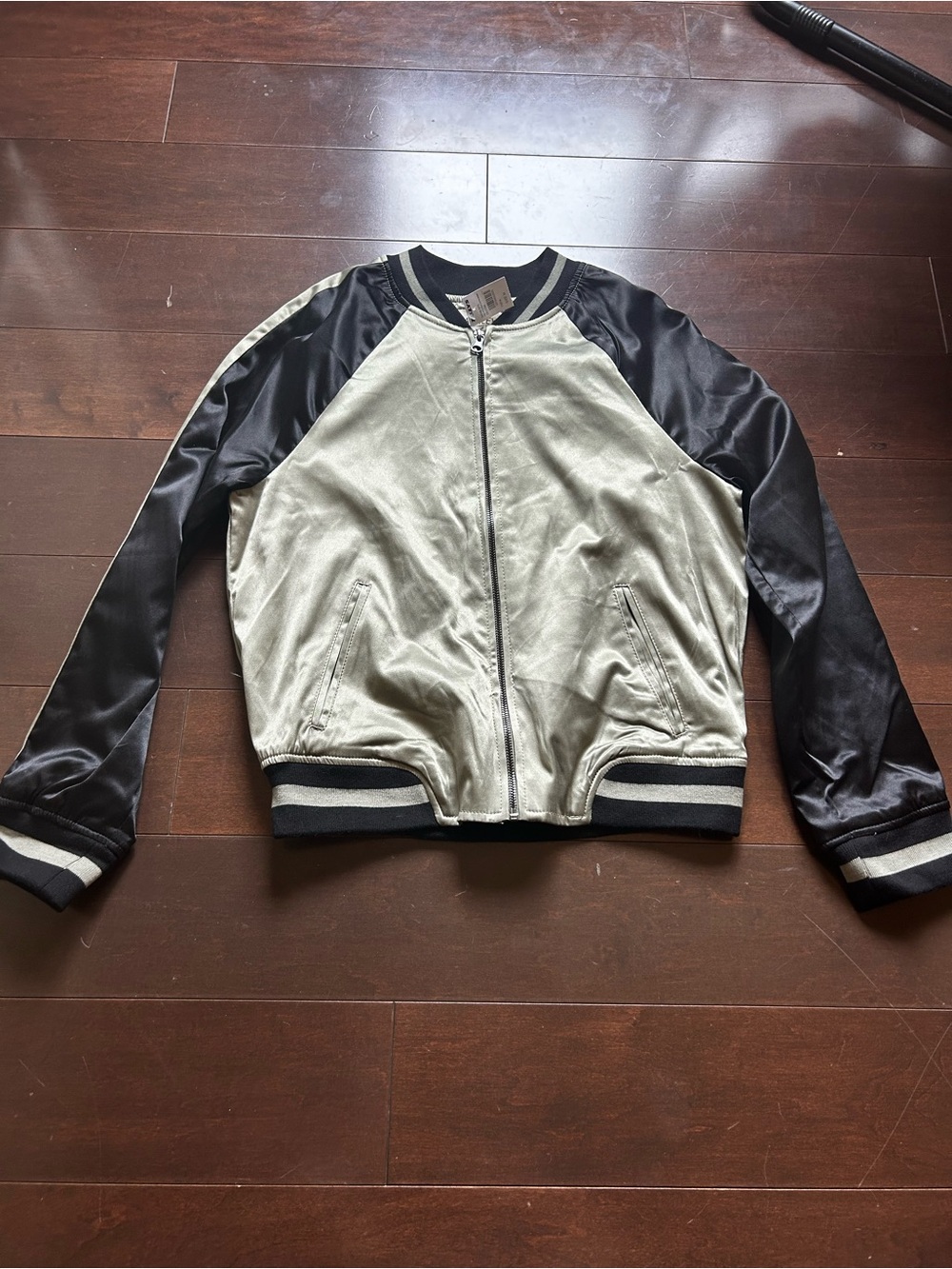 Women’s Army Green and Black satin Bomber Jacket